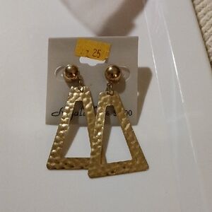 Gold Textured Geometric Earrings